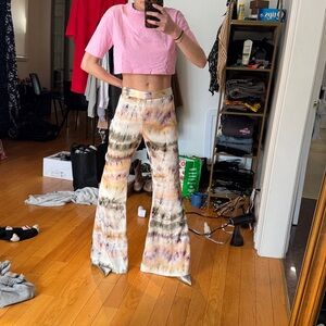 Zara Satin Tie Dye Flare Fits Big